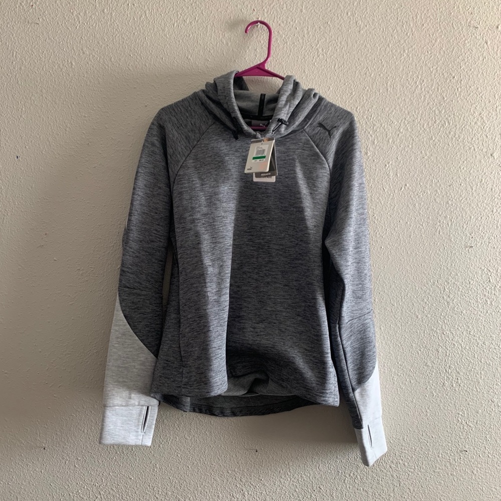 Puma Gray and White Women's Hoodie